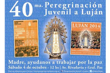 afiche peregrinación juvenil a pie Luján miles personas jóvenes Poli basílica
