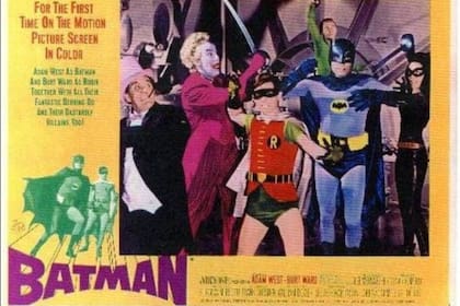 Afiche promocional de la película Batman, protagonizada por Adem West, del año 1966