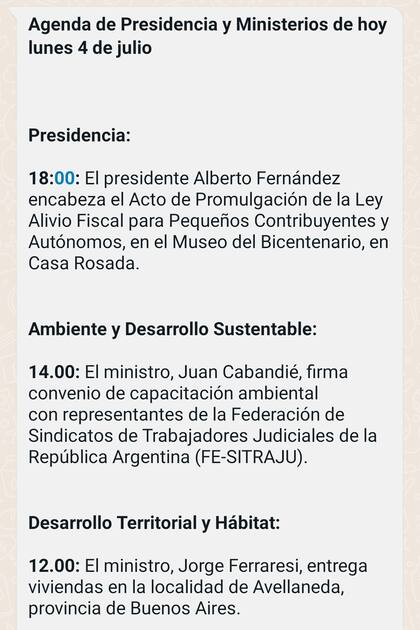 Agenda presidencial del 4 de Julio