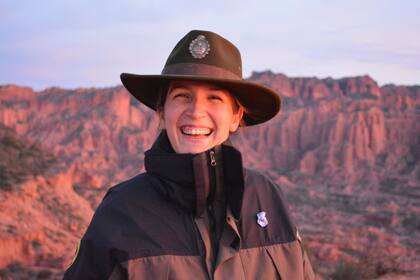 Agostina Trigo (23) en Sierra de las Quijadas - Crédito: Administración de Parques Nacionales