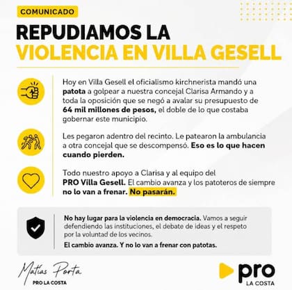 Agredieron a una concejala de Pro durante una sesión en Villa Gesell.