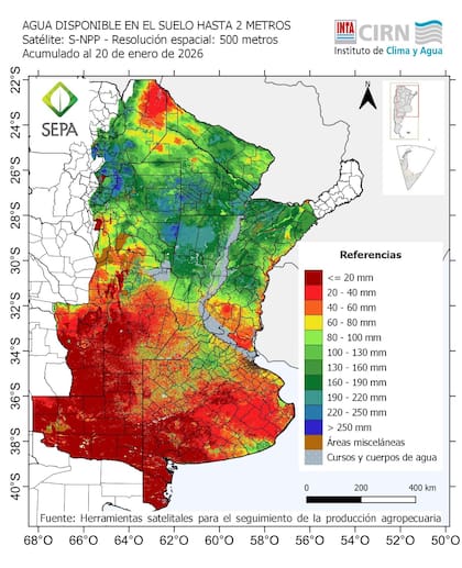 Agua disponible en el suelo hasta dos metros a la semana pasada