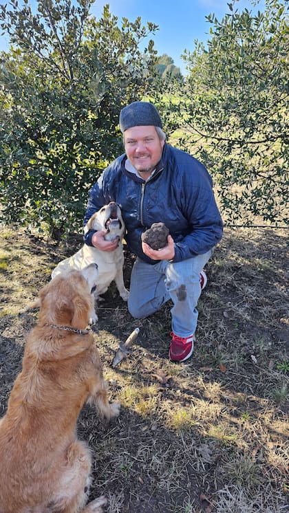 Agustín, asegura que la cosecha tiene algo casi romántico, en el salir a 'cazar' las trufas en equipo con sus perros que se convierten en ayudantes y amigos.