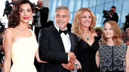 Roberts y Clooney en la presentación de El maestro del dinero, el film que protagonizaron bajo las órdenes de Jodie Foster