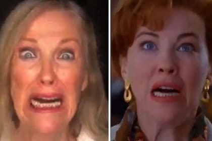 Ahora y antes. Catherine O´Hara recreó el momento en donde se da cuenta en el film que se olvidó a su hijo... ¡una vez más!