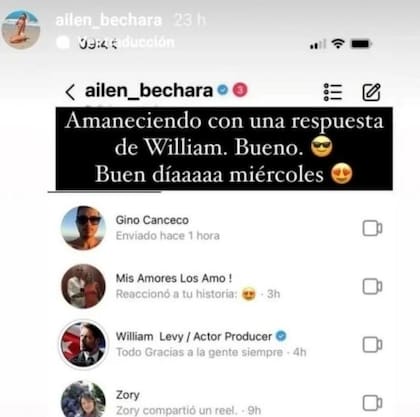 Ailén Bechara reveló que intercambió mensajes con William Levy