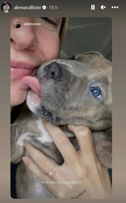 Ailén Cova presentó a la nueva mascota que comparte con Alexis Mac Allister (Foto: Instagram)