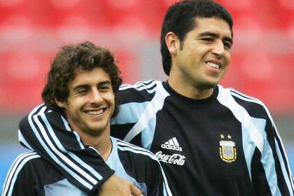 Pablo Aimar y Juan Román Riquelme, en la Selección Argentina