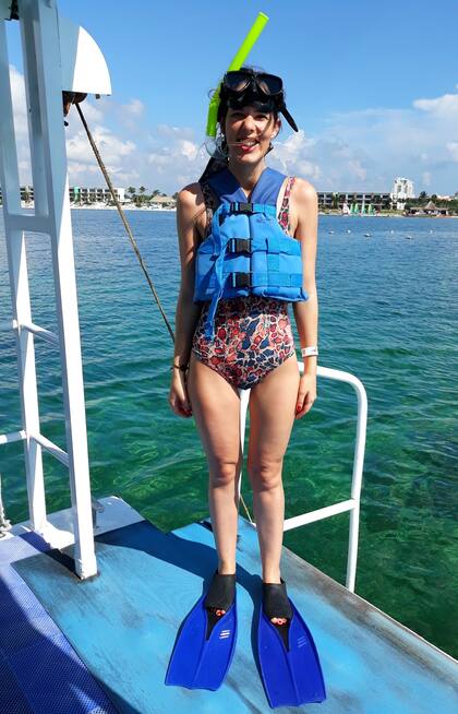 ¡Al agua pato! lista para un encuentro cercano con la fauna marina.