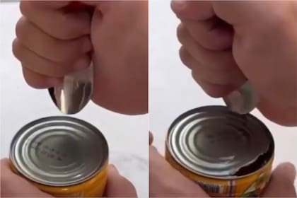 Al bordear con la cuchara la tapa de una lata se conseguirá abrirla y así poder aprovechar su contenido (Bob Vila)