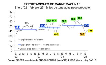 Al comparar con igual periodo de 2024, se observa una caída del 27,7% en el total exportado, principalmente debido a la significativa reducción en las ventas a China, que disminuyeron un 47,1% interanual
