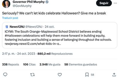 Al gobernador de Nueva Jersey, Phil Murphy, no le pareció la decisión del distrito