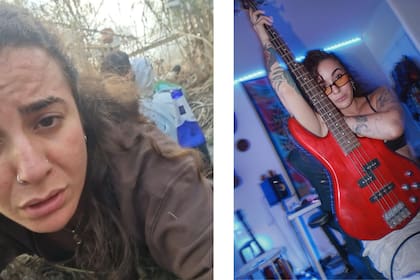Al huir de los ataques terroristas Laura e Itamar encontraron un invernadero abandonado, donde permanecieron ocultos durante 16 horas, sin agua ni comida, sin saber cuándo sería el fin de la pesadilla. Se tomaron algunas pocas selfies para avisar a sus familiares que estaban vivos (izq.). Con su guitarra suele mostrarse en sus redes sociales.