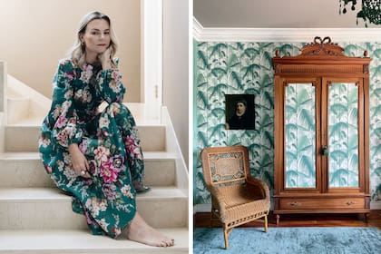 Al igual que en su casa, Susana elige estampados tropicales y verde para su propia ropa.