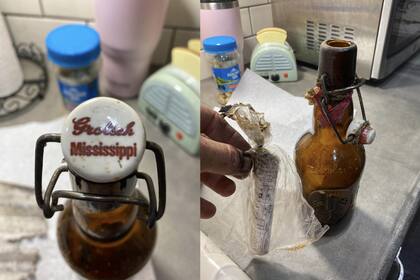 Al interior de la misteriosa botella venía un envoltorio con una nota escrita a mano