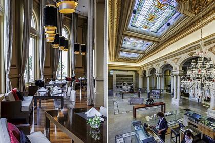 El comedor, con cortinados teatrales y vista al río. Que en el De la Plata es como tener vista al mar