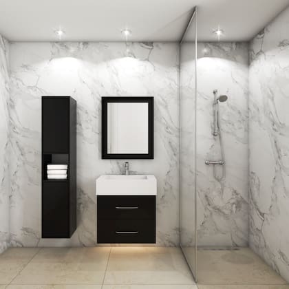 Al mobiliario se puede sumar un cabinet y un espejo, también personalizables