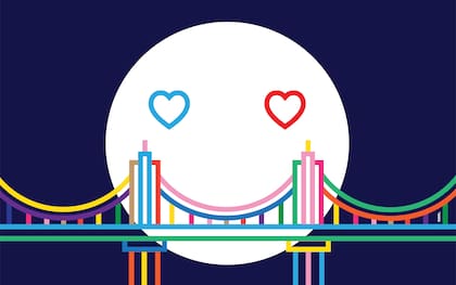 "Al puente lo transformé en un emoji con la idea de unir y comunicar, de acercar un lado y el otro desde la alegría y no desde la situación incierta generada por la pandemia”, explica el diseñador marplatense