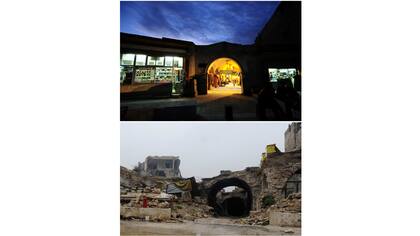 Al-Zarab en la antigua ciudad el 24 de noviembre de 2008 (arriba) y después el 13 de diciembre de 2016