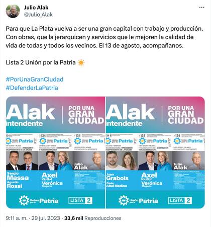 Alak, candidato a intendente en La Plata, se muestra con Massa y Rossi, y con Grabois y Abal Medina