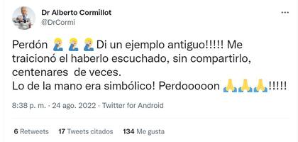 Alberto Cormillot pidió disculpas tras sus declaraciones.