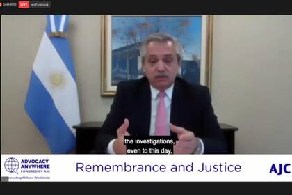 Alberto Fernández, en la charla virtual con la entidad judía