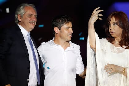 Alberto Fernández, Axel Kicillof y Cristina Fernández a principios del mandato del expresidente