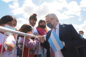 Alberto Fernández, ayer, en Almirante Brown