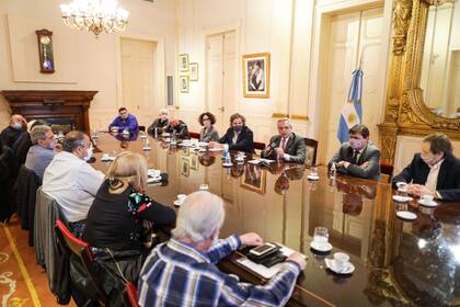 Alberto Fernández con la CGT, el lunes pasado, en la Casa Rosada