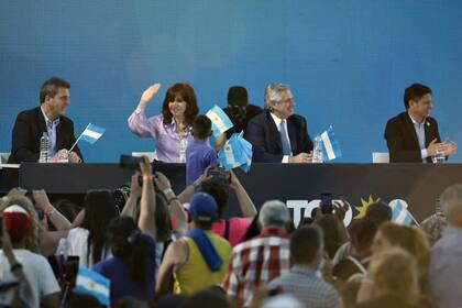 Alberto Fernández, Cristina Kirchner, Sergio Massa y Axel Kicillof, figuras centrales del oficialismo en la Provincia.