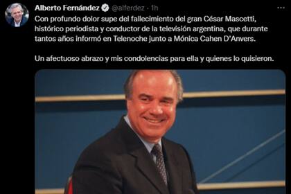 Alberto Fernández despidió al periodista (Twitter @alferdez)