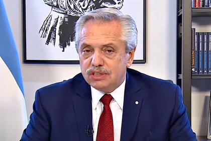 Alberto Fernández durante la cadena nacional