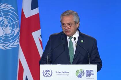 Alberto Fernández durante la Cumbre de Cambio Climático