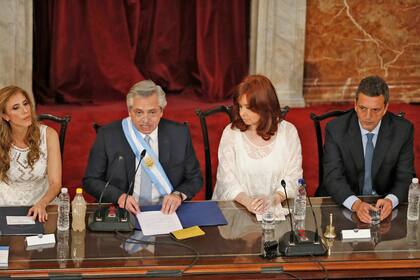 Alberto Fernández durante su primer discurso como presdidente de la Nación