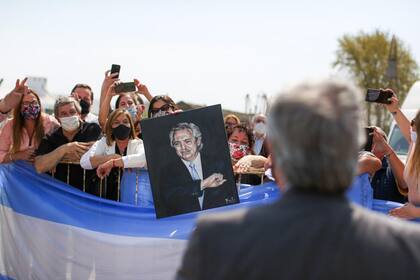 Alberto Fernández, durante su última visita a San Antonio de Areco