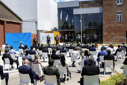 Alberto Fernández, en el acto en Lanús. Foto: Nicolás Aboaf / Prensa Provincia de Buenos Aires.