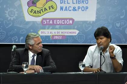 Alberto Fernández junto a Evo Morales esta tarde en Santa Fe