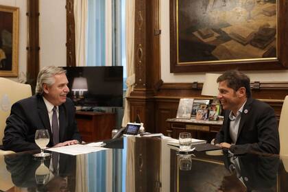 Alberto Fernández recibió esta tarde en la Casa Rosada al gobernador de Buenos Aires, Axel Kicillof