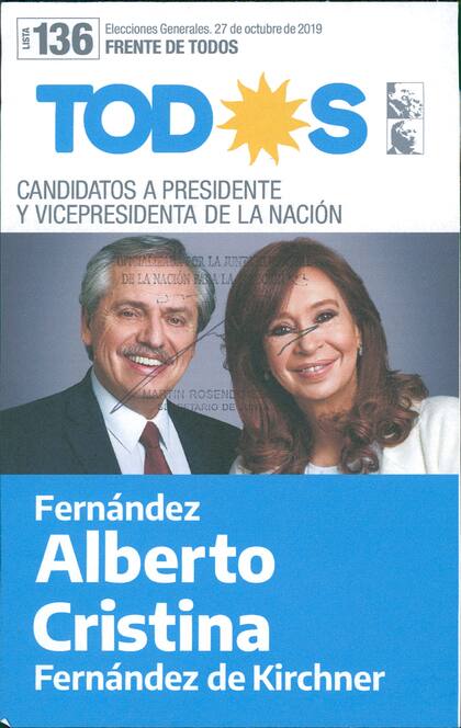 Alberto Fernández y Cristina Kirchner en la boleta del Frente de Todos.