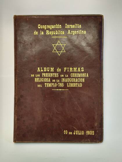 Album de firmas de la Congregación Israelita.