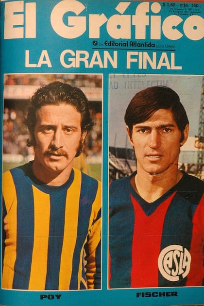 El anuncio de la final del Nacional 71 en El Gráfico, con las figuras más destacadas de Central y San Lorenzo: Poy y Fischer