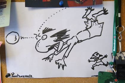 El cabezazo eterno de Poy, dibujado por Fontanarrosa