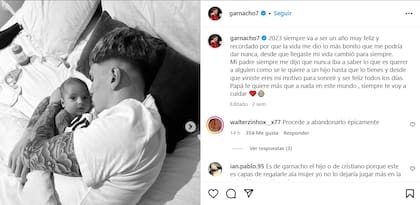 Alejandro Garnacho realizó un balance de su 2023 y subió fotos junto a su hijo Enzo