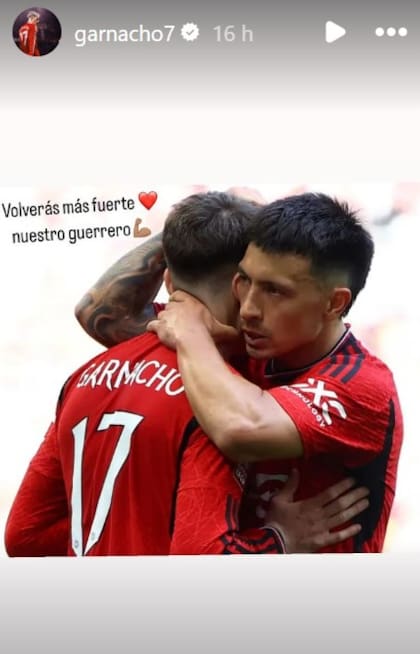 Alejandro Garnacho se sumó a los mensajes de aliento a Lisandro Martínez