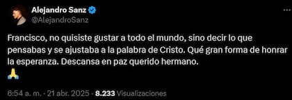Alejandro Sanz despidió al papa Francisco