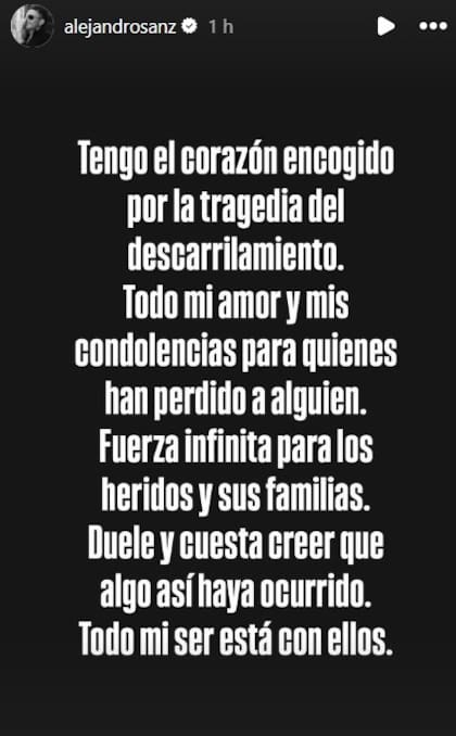 Alejandro Sanz fue otra de las celebridades que se sumó a los mensajes solidarios
