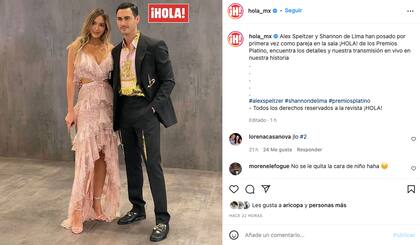 Alejandro Speitzer posa junto a Shannon De Lima en la alfombra roja de los Premios Platino 2022.