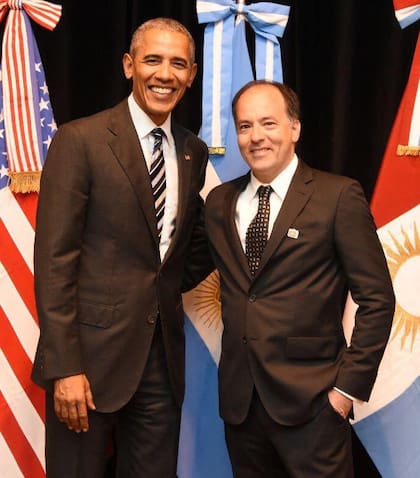 Alejandro Spinello, el empresario detrás del proyecto "El Azufre", junto a Barak Obama