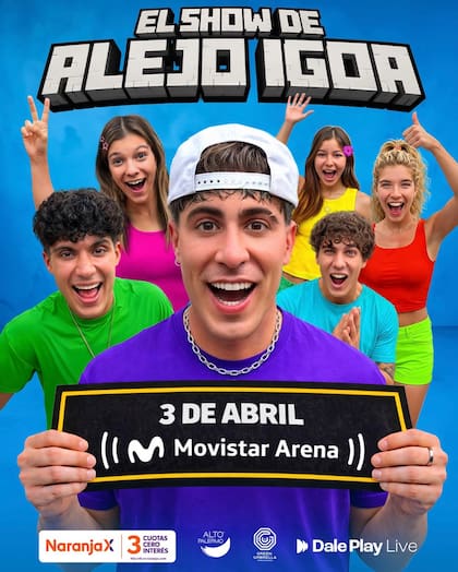 Alejo Igoa se presentará el 3 de abril en el Estadio Movistar Arena