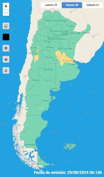 Alerta amarilla en algunas zonas del país por las lluvias para este viernes 30 de agosto